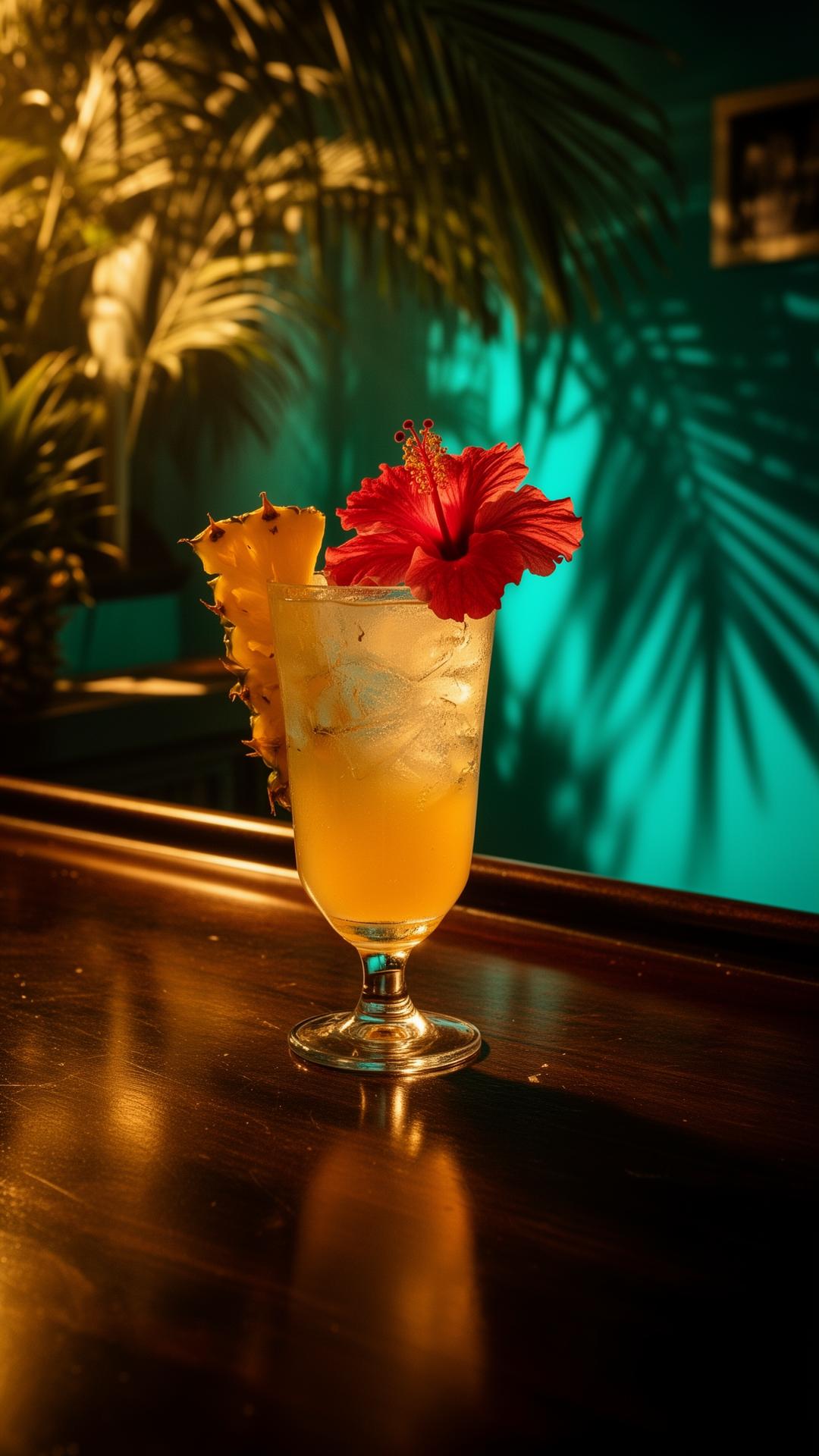Bahamian rum cocktail with hibiscus